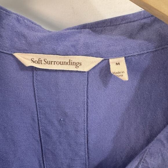 Soft Surroundings Linen Womens Medium Button Up Shirt Buttons Tunic Lagenlook - Picture 2 of 8